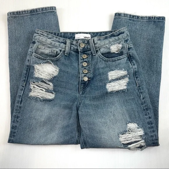 Vervet Women's High Rise Distressed Straight Denim Jeans. Sz 26 - Picture 14 of 15